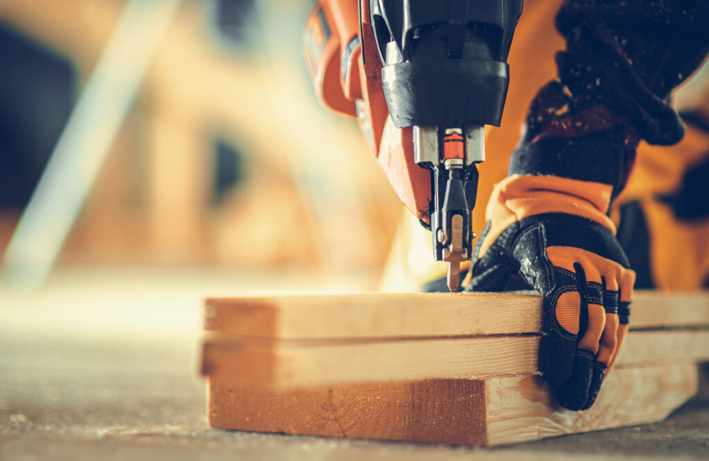 powerful nail gun construction job
